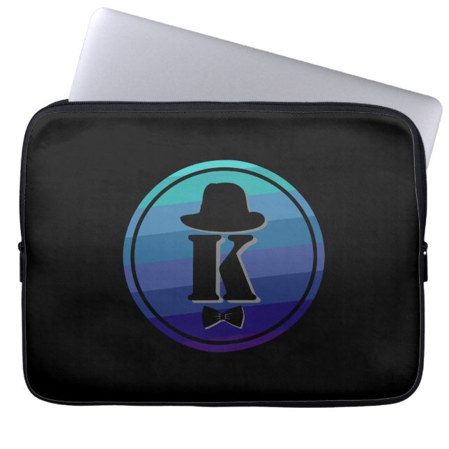 Blue Ombre Name Initial Monogram for Men Laptopschutzhülle (Vorderseite)