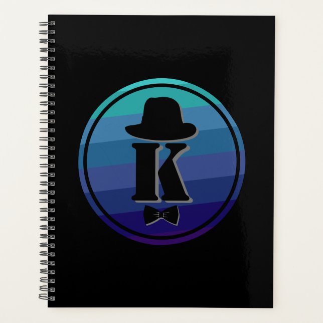 Blue Ombre Name Initial Monogram for Men Planer (Vorderseite)