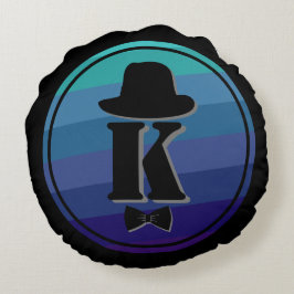 Blue Ombre Name Initial Monogram for Men Rundes Kissen