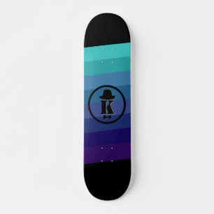 Blue Ombre Name Initial Monogram for Men Skateboard