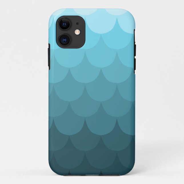 Blue Ombre Scallop Muster Case-Mate iPhone Hülle (Rückseite)
