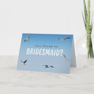 Blue Ombre Seagulls Coastal Bridesmaid Vorschlag Karte