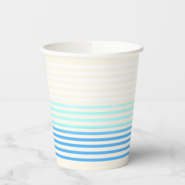 Blue Ombre Striped Paper Pappbecher (Links)