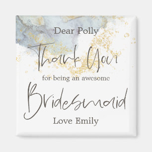 Blue Ombré Watercolor Gold Dank Bridesmaid Geschen Magnet