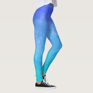 Blue Ombre Watercolor Leggings