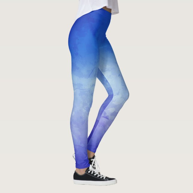 Blue Ombre Watercolor Leggings (Rechts)