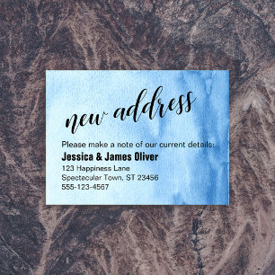 Blue Ombre Watercolor New Address Handout Card Visitenkarte
