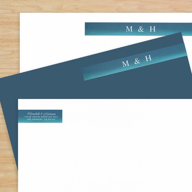 Blue Ombre Watercolor Paare Monogram (Von Creator hochgeladen)