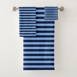 Blue on Blue Stripes Badhandtuch Set