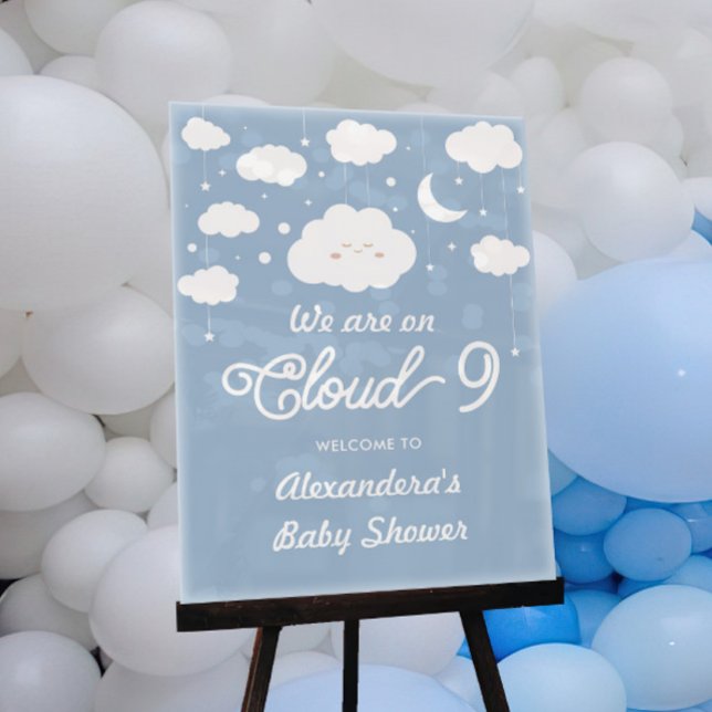 Blue on Cloud 9 Baby Dusche Empfang Acrylschild (Von Creator hochgeladen)