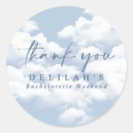 Blue "On Cloud Nine" Bachelorette Weekend Fevor Runder Aufkleber