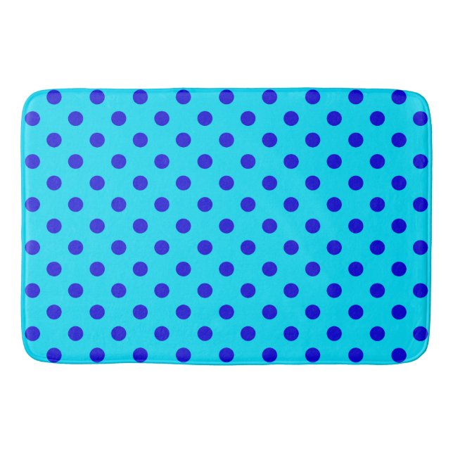 Blue On Cyan Polka Dots Pattern Design Badematte (Vorderseite)
