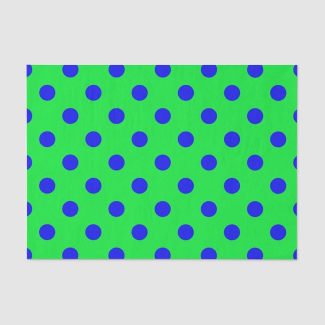 Blue On Green Polka Dots Pattern Design  Seidenpapier (Vorderseite)