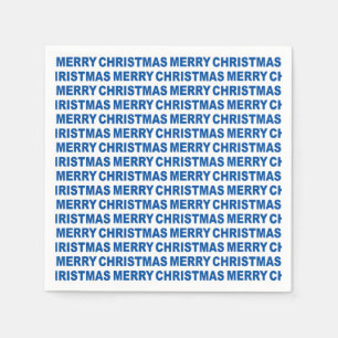 Blue on White Christmas Typografy Paper Napkin Serviette