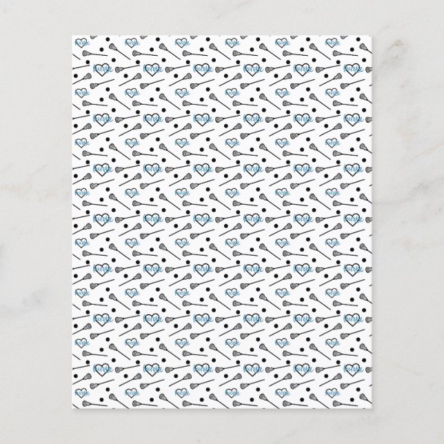 Blue on White Lacrosse Sticks & Hearts Scrapbook (Vorderseite)