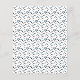 Blue on White Lacrosse Sticks & Hearts Scrapbook