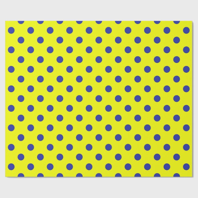 Blue On Yellow Polka Dots Pattern Design  Geschenkpapier (Flach)