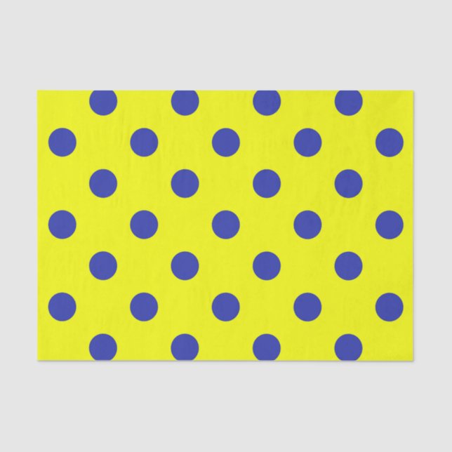 Blue On Yellow Polka Dots Pattern Design  Seidenpapier (Vorderseite)