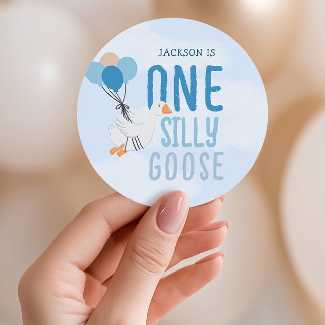 Blue One Albern Gans 1. Geburtstag Runder Aufkleber (Von Creator hochgeladen)