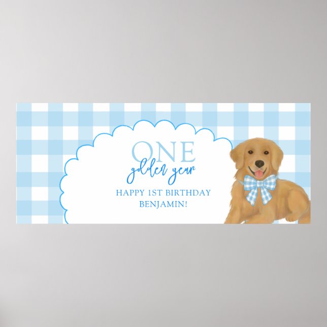Blue One Golden Year Retriever Puppy 1st Birthday Poster (Vorne)