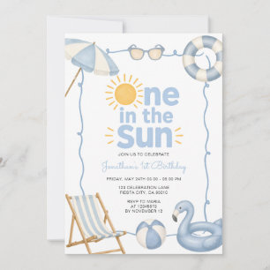 Blue One in der Sonne 1. Geburtstag Sommer-Poolpar Einladung
