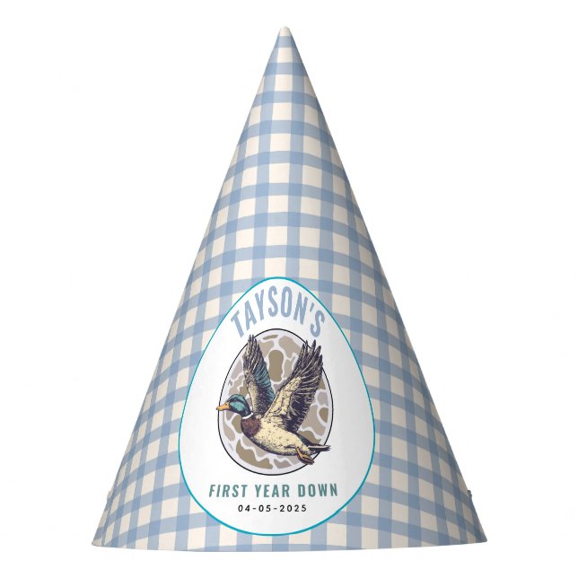 Blue One Lucky Duck 1st Birthday | Cute Rubber Partyhütchen (Vorderseite)