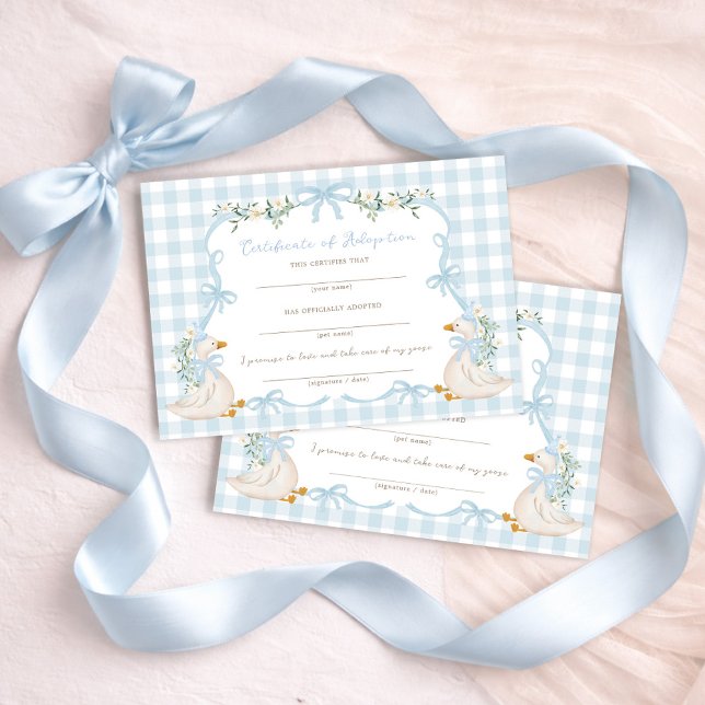 Blue One Silly Goose: Adoptionsurkunde Karte (Von Creator hochgeladen)