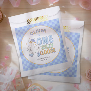 Blue One Silly Goose-Retro Junge Erster Geburtstag Geschenktütchen