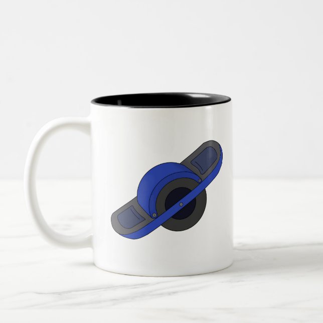 Blue One Wheel Zweifarbige Tasse (Links)