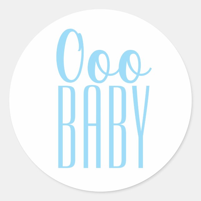 Blue Ooo Baby Invite Siegel oder Gastgeschenk Runder Aufkleber (Vorderseite)