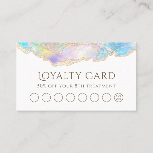 Blue Opal Design Loyalitätskarte Visitenkarte (Vorderseite)