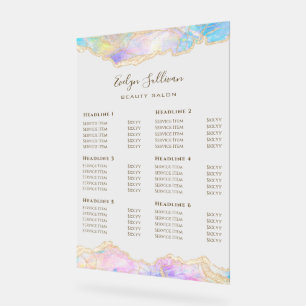 Blue Opal Design Preisliste Acrylschild