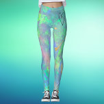 Blue Opal Heart Leggings<br><div class="desc">Diese Leggings sind mit einem atemberaubenden,  blauen opalen Hintergrund mit einem schwarzen Herz vorne und goldenen Akzenten versehen. Sehen Sie sich unseren Shop für atemberaubende Blue Opal Designs an!</div>