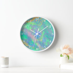 Blue Opal Stone Wall Clock Uhr