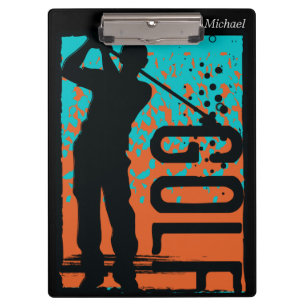 Blue Orange Abstrakt Art Golf Klemmbrett