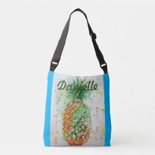 Blue Orange Ananas Girls Name Art Crossbody Beutel Tragetaschen Mit Langen Trägern