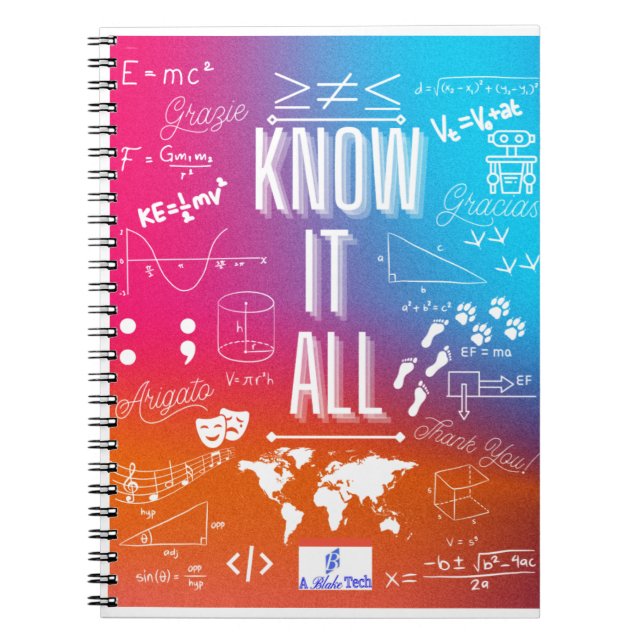 Blue Orange and Pink Ombre "Know It All" Notebook Notizblock (Vorderseite)
