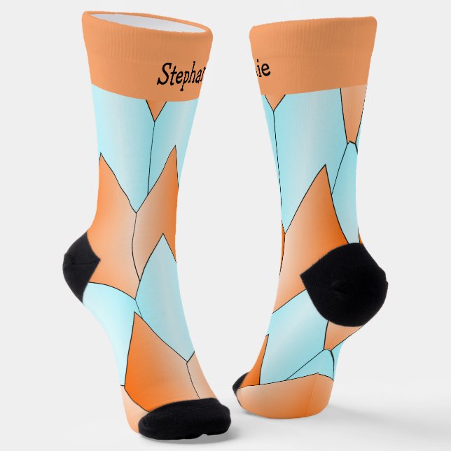 Blue Orange Art Deco Design Socks Socken (Gewinkelt)