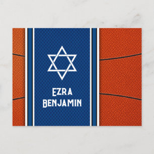 Blue Orange Basketball Bar Mitzvah Vielen Dank Postkarte