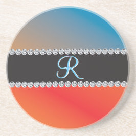 Blue Orange Black Diamond 3d Monogram Initial Getränkeuntersetzer