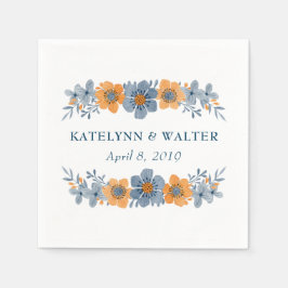 Blue & Orange Blume Wedding Custom Napkins Serviette
