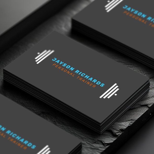 Blue/Orange Bold Barbell Personal Trainer Simple Visitenkarte (Von Creator hochgeladen)