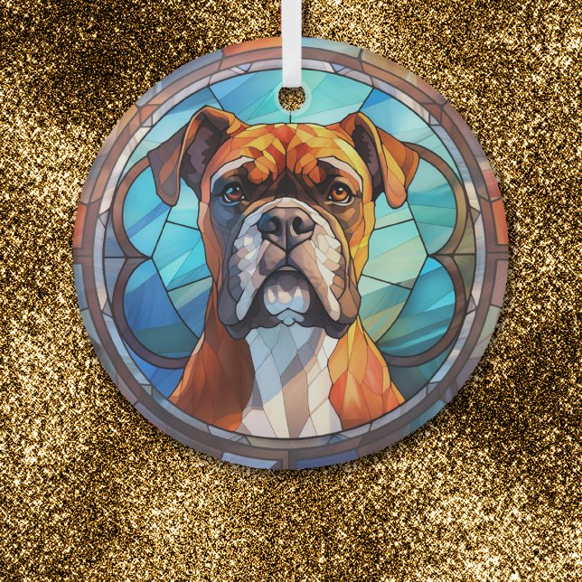 Blue Orange Boxer Dog erhalten Ornament Aus Glas (Von Creator hochgeladen)