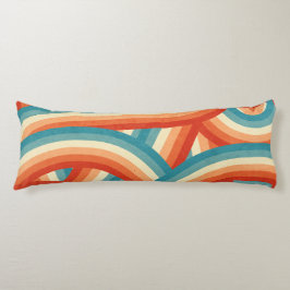 Blue/Orange/Cream Retro Rainbow Stripes Pattern Seitenschläferkissen