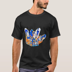 Blue Orange Crystal Gems Rocks Abstrakte Kunst T-Shirt