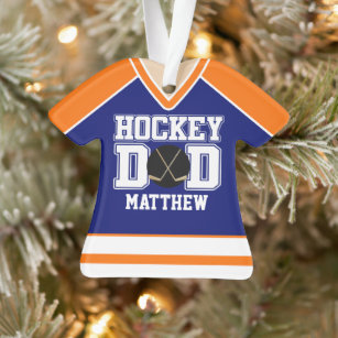 Blue/Orange Custom Hockey Vater Jersey Ornament