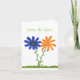 Blue Orange Daisy Blume Save the Date Mitteilungsk Einladung