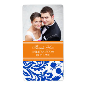 Blue Orange Damask Foto Hochzeitstempel