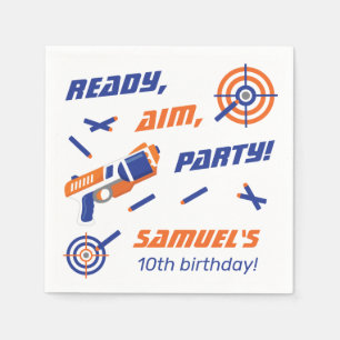 Blue, Orange Dart War Birthday Party, jedes Alter Serviette