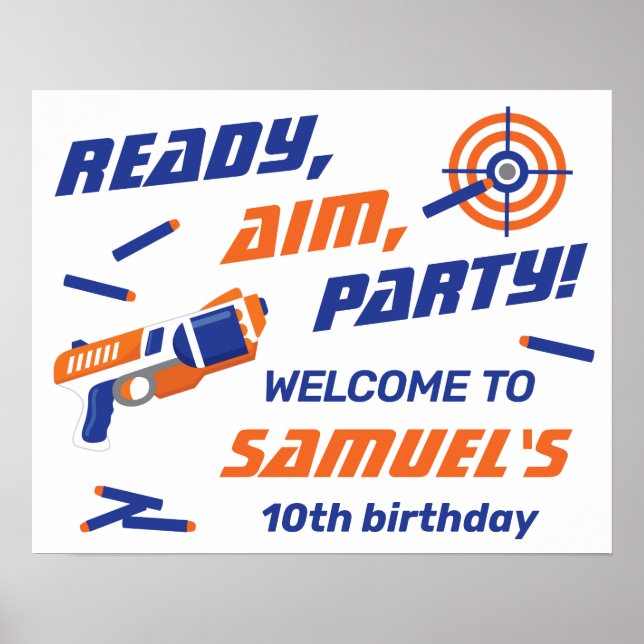 Blue, Orange Dart War Birthday Party, Willkommen Poster (Vorne)